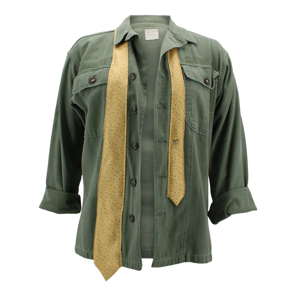 Vintage Military Jacket Reclaimed With Silk Tie sz Small