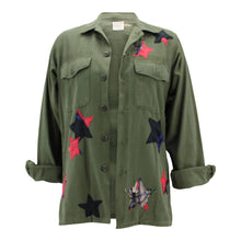 Load image into Gallery viewer, Vintage Military Jacket Reclaimed With Silk Scarf Stars sz Medium