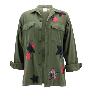 Vintage Military Jacket Reclaimed With Silk Scarf Stars sz Medium