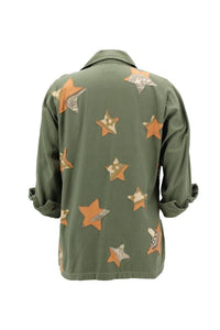 Vintage Military Jacket Reclaimed With Silk Scarf Stars sz Large