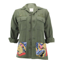 Load image into Gallery viewer, Vintage Military Jacket Reclaimed With Silk Scarf sz Medium