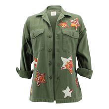 Load image into Gallery viewer, Vintage Military Jacket Reclaimed With Silk Scarf Stars sz Medium