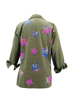 Load image into Gallery viewer, Vintage Military Jacket Reclaimed With Silk Scarf Stars sz Large