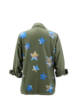 Load image into Gallery viewer, Vintage Military Jacket Reclaimed With Silk Scarf Stars sz Large