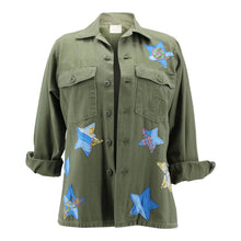 Load image into Gallery viewer, Vintage Military Jacket Reclaimed With Silk Scarf Stars sz Large