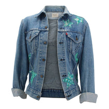 Load image into Gallery viewer, Vintage Denim Jacket Reclaimed With Silk Scarf sz Small