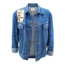 Load image into Gallery viewer, Vintage Denim Jacket Reclaimed With Silk &quot;Passementerie&quot; Scarf
