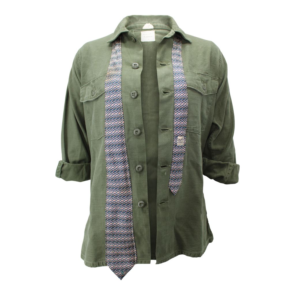Vintage Army Jacket Reclaimed With Silk Tie