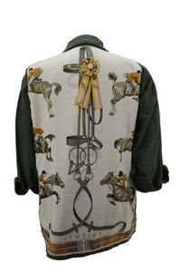 Vintage Army Jacket Reclaimed With Silk "Jumping" Scarf