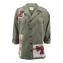 Load image into Gallery viewer, Vintage Army Jacket Reclaimed With Silk &quot;Les Rubans du Cheval&quot; Scarf