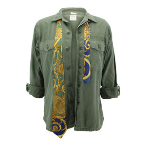 Vintage Army Jacket Reclaimed With Silk Tie