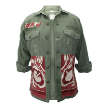 Load image into Gallery viewer, Vintage Army Jacket Reclaimed With Silk &quot;Couronnes&quot; Scarf