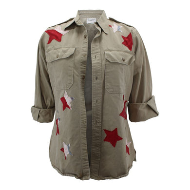 Vintage Army Jacket Reclaimed With Silk Scarf Stars