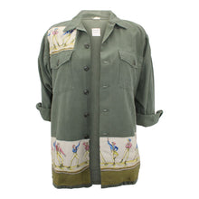 Load image into Gallery viewer, Vintage Army Jacket Reclaimed With Silk &quot;Les Plaisirs Du Froid&quot; Scarf