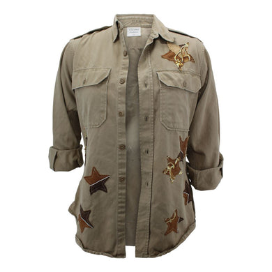 Vintage Army Jacket Reclaimed With Silk Scarf Stars