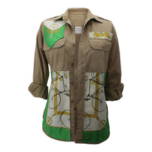 Load image into Gallery viewer, Vintage Army Jacket Reclaimed With Silk &quot;Les Becanes&quot; Scarf