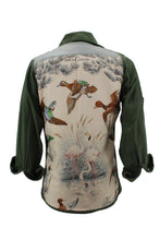 Load image into Gallery viewer, Vintage Army Jacket Reclaimed With Silk &quot;Halte en Camargue&quot; Scarf