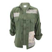 Load image into Gallery viewer, Vintage Army Jacket Reclaimed With Silk &quot;Halte en Camargue&quot; Scarf