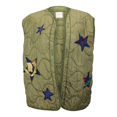 Vintage Army Jacket Liner Reclaimed With Silk Scarf Stars