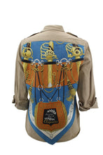 Load image into Gallery viewer, Vintage Army Jacket Reclaimed With Silk &quot;Cliquetis&quot; Scarf