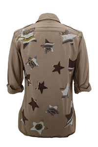 Vintage Army Jacket Reclaimed With Silk Scarf Stars