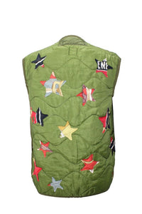 Vintage Army Jacket Liner Reclaimed With Silk Scarf Stars