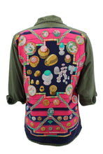 Load image into Gallery viewer, Vintage Military Jacket Reclaimed With Silk &quot;Petite Main&quot; Scarf