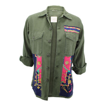 Load image into Gallery viewer, Vintage Military Jacket Reclaimed With Silk &quot;Petite Main&quot; Scarf