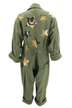 Load image into Gallery viewer, Vintage Military Coveralls Reclaimed With Silk &quot;Armes De Chasse&quot; Scarf Stars