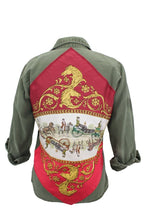 Load image into Gallery viewer, Vintage Military Jacket Reclaimed With Silk Scarves sz Medium