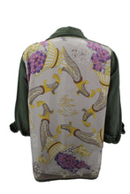 Load image into Gallery viewer, Vintage Military Jacket Reclaimed With Silk &quot;Fleurs et Raisins&quot; Scarf