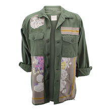 Load image into Gallery viewer, Vintage Military Jacket Reclaimed With Silk &quot;Fleurs et Raisins&quot; Scarf