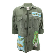 Load image into Gallery viewer, Vintage Military Jacket Reclaimed With Silk &quot;Frontaux et Cocardes&quot; Scarf
