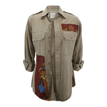 Load image into Gallery viewer, Vintage Military Jacket Reclaimed With Silk &quot;Festival&quot; Scarf