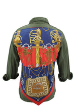 Load image into Gallery viewer, Vintage Military Jacket Reclaimed With Silk &quot;Cliquetis&quot; Scarf