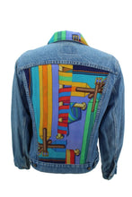 Load image into Gallery viewer, Vintage Denim Jacket Reclaimed With Silk &quot;Sangles&quot; Scarf