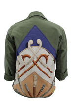 Load image into Gallery viewer, Vintage Military Jacket Reclaimed With Silk &quot;Cannes et Pommeaux&quot; Scarf