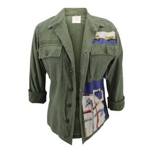 Vintage Military Jacket Reclaimed With Silk Scarf sz Medium