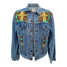 Load image into Gallery viewer, Vintage Denim Jacket Reclaimed With Silk &quot;Ferronnerier&quot; Scarf