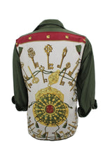 Load image into Gallery viewer, Vintage Military Jacket Reclaimed With Silk &quot;Les Cles&quot; Scarf