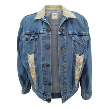 Load image into Gallery viewer, Vintage Denim Jacket Reclaimed With Silk &quot;Peintre du Cheval&quot; Scarf