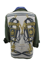 Load image into Gallery viewer, Vintage Military Jacket Reclaimed With Silk &quot;Brides De Gala&quot; Scarf