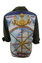 Load image into Gallery viewer, Vintage Military Jacket Reclaimed With Silk &quot;Vive Le Vent&quot; Scarf