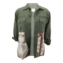 Load image into Gallery viewer, Vintage Military Jacket Reclaimed With Silk &quot;Aux Champs&quot; Scarf
