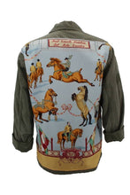Load image into Gallery viewer, Vintage Military Jacket Reclaimed With Silk &quot;Real Escuela Andaluza&quot; Scarf