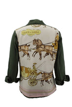 Load image into Gallery viewer, Vintage Military Jacket Reclaimed With Silk &quot;Coach &amp; Saddle&quot; Scarf
