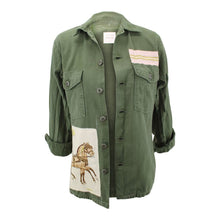 Load image into Gallery viewer, Vintage Military Jacket Reclaimed With Silk &quot;Coach &amp; Saddle&quot; Scarf
