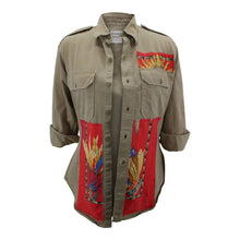 Load image into Gallery viewer, Vintage Military Jacket Reclaimed With Silk &quot;Brazil&quot; Scarf