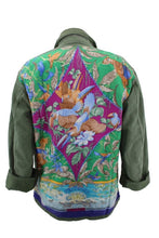 Load image into Gallery viewer, Vintage Military Jacket Reclaimed With Silk &quot;Tropiques&quot; Scarf
