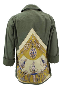 Vintage Military Jacket Reclaimed With Silk "Cliquetis" Scarf